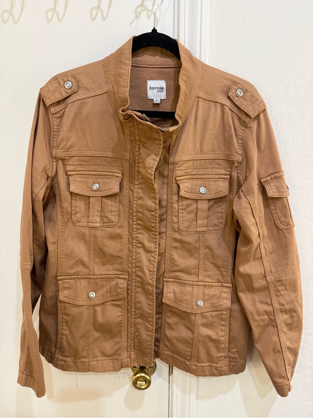 kensie Caramel Utility Jacket with Front Pockets